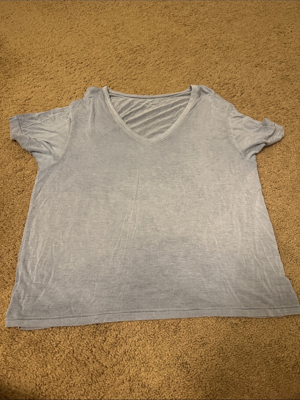 American Eagle Outfitters Pale Blue V-Neck Short Sleeve Tee